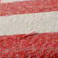 Detailed view of vintage Japanese Shifu paper yarn red and white stripe obi from the mid-20th century.