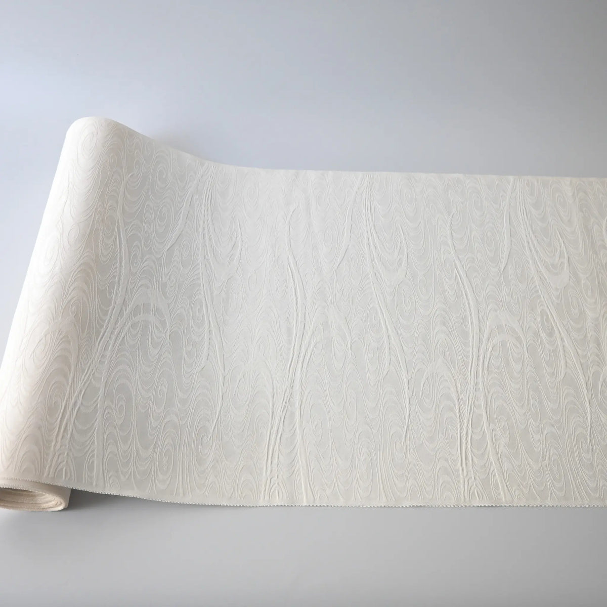 Full view of vintage Japanese silk jacquard kimono fabric with running water motif.