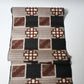 Full view of vintage Japanese silk kimono fabric with bold geometric pattern from the mid-20th century.
