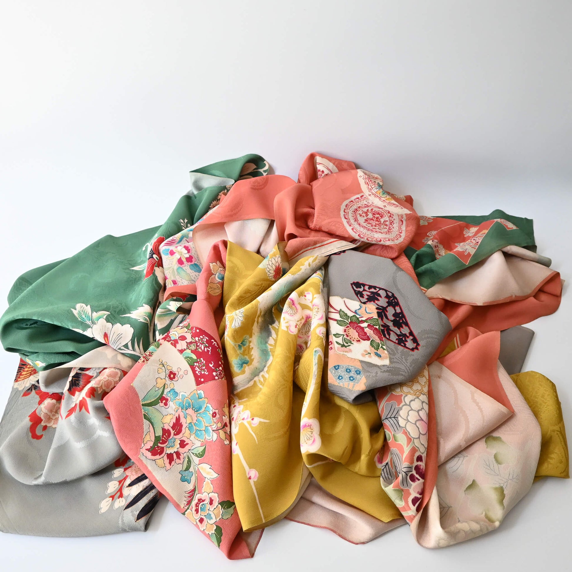 All different colours and designs on a roll, soft texture.