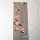 Grey Rinzu silk jacquard panel with hand-painted floral pattern.