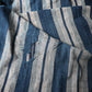 Vintage Japanese indigo stripe futon cover with old mends and patches, suitable for boro and patchwork projects