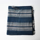 Vintage Japanese indigo stripe futon cover with old mends and patches, suitable for boro and patchwork projects