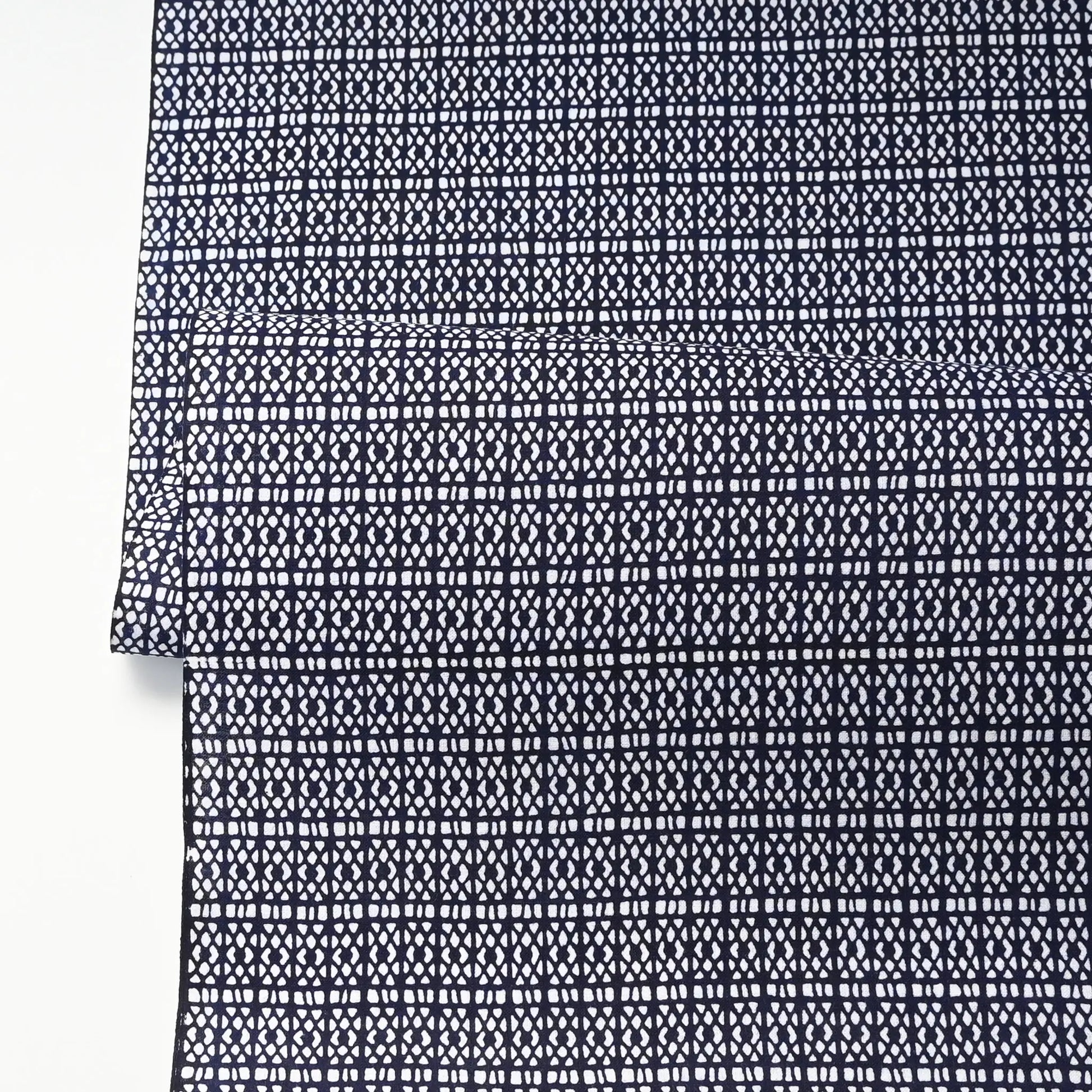 Vintage Japanese geometric yukata cotton fabric sold by the metre.