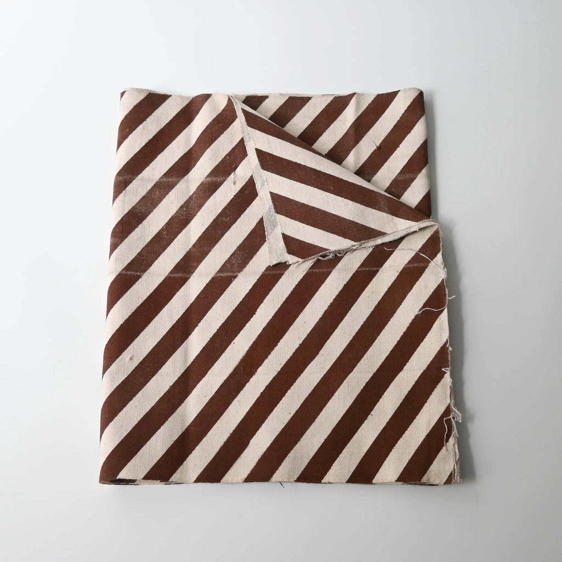 Vintage Japanese white and brown diagonal stripe cotton.