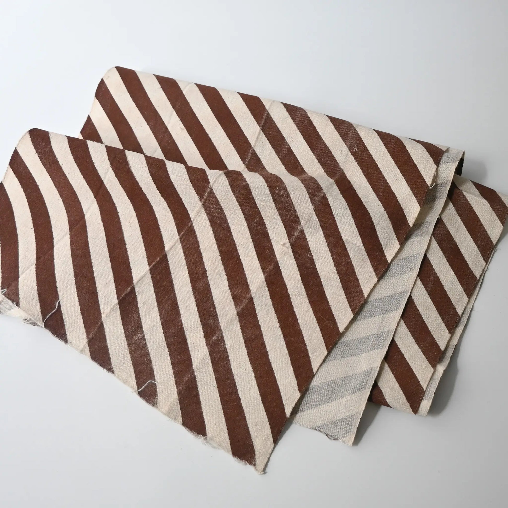 Vintage Japanese white and brown diagonal stripe cotton.