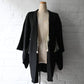 Vintage Japanese women's black silk crepe haori with woven floral motifs.