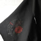 Vintage Japanese black silk crepe haori with woven floral motifs.