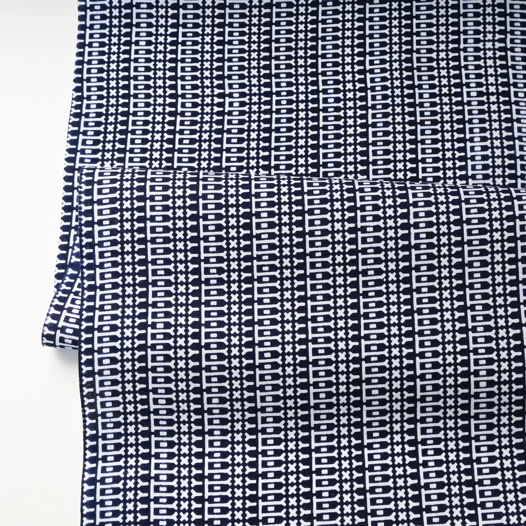 Vintage Japanese geometric yukata cotton fabric sold by the metre.