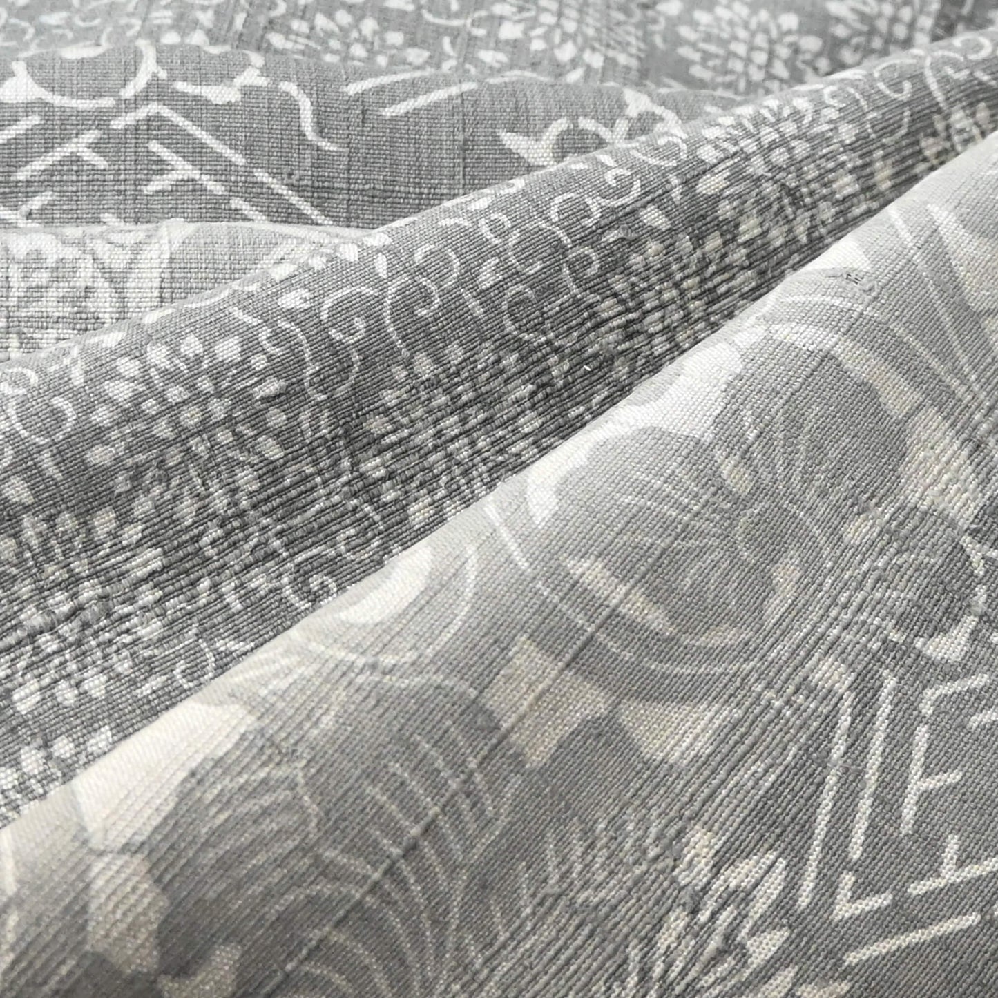 Vintage Katazome Dyed Tsumugi Silk Kimono Fabric Piece
