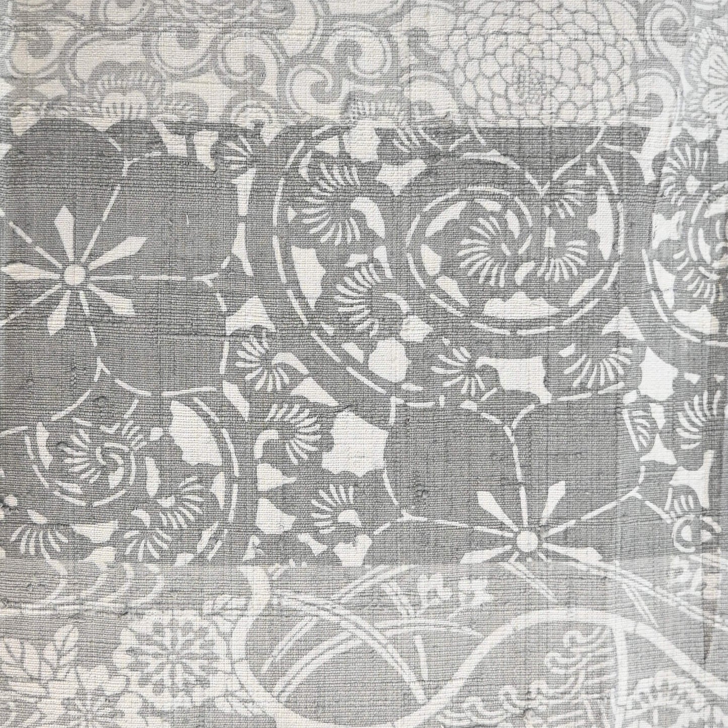 Vintage Katazome Dyed Tsumugi Silk Kimono Fabric Piece