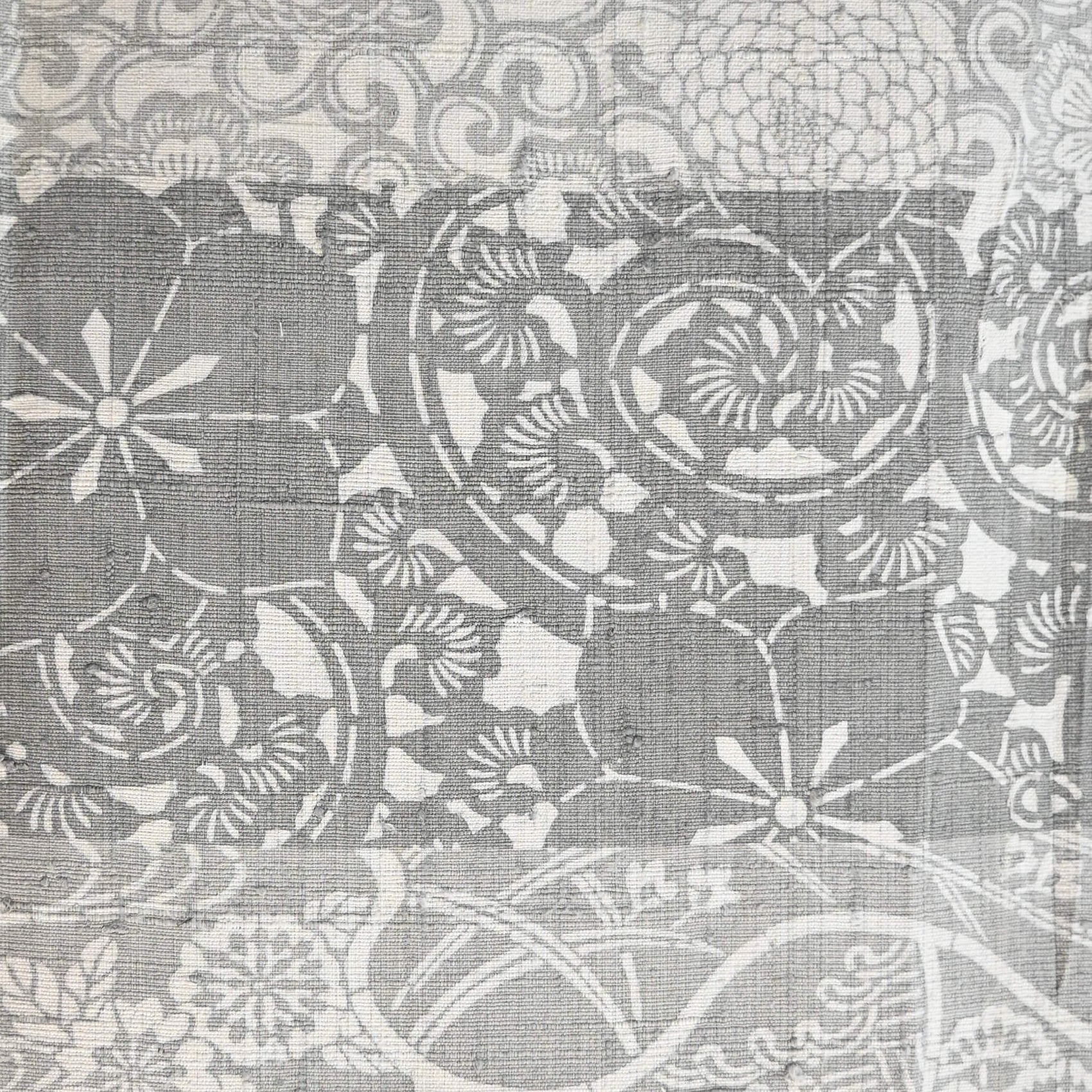 Vintage Katazome Dyed Tsumugi Silk Kimono Fabric Piece