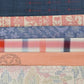 Set of six vintage kimono silk pieces in orange tone, perfect for any crafts.