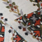 Detailed view of vintage Japanese Meisen kimono silk fabric with Art Deco design from the mid-20th century.