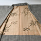 Vintage men's grey tsumugi silk haori with hand-painted lining. bamboo and sparrow.