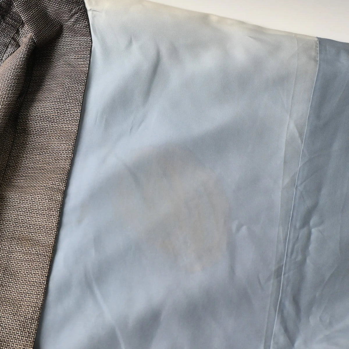 Stained part of vintage Japanese men's silk haori with rare hand-painted Shunga on the lining.