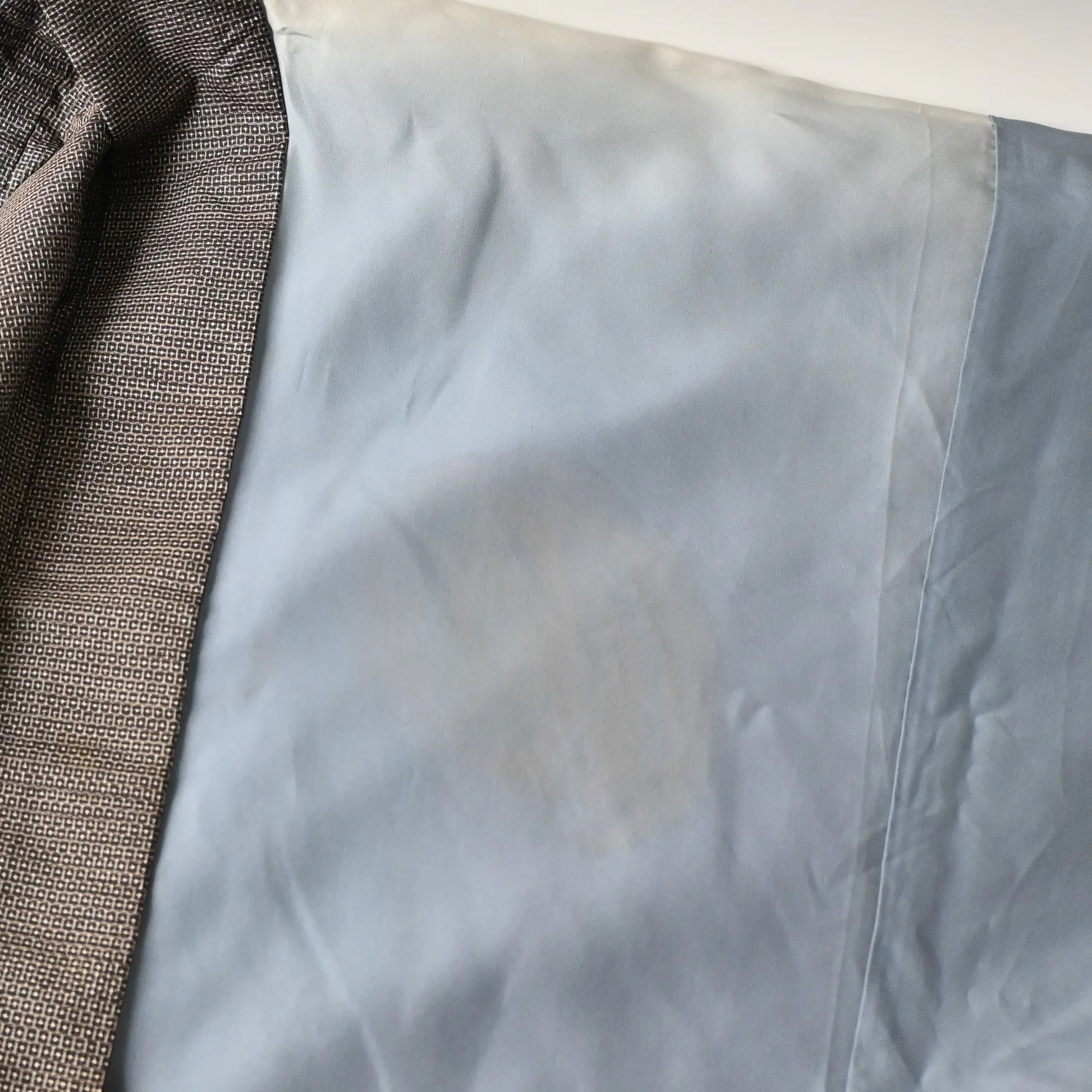 Stained part of vintage Japanese men's silk haori with rare hand-painted Shunga on the lining.