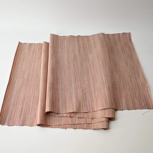 Full view of vintage Japanese multicolour tsumugi silk fabric.