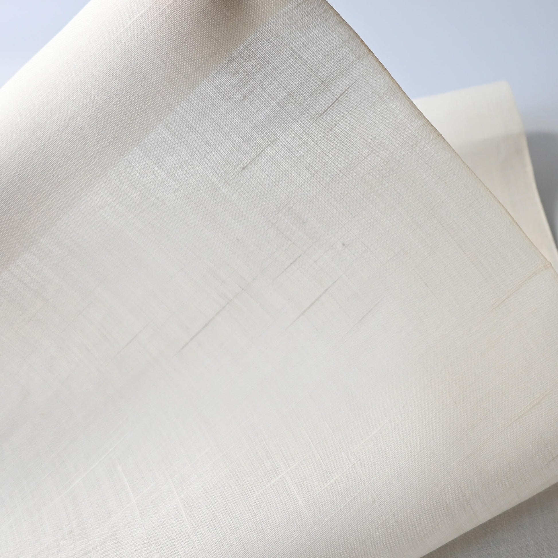 Close-up view of vintage Japanese undyed natural hemp kimono fabric, approx. 5m.