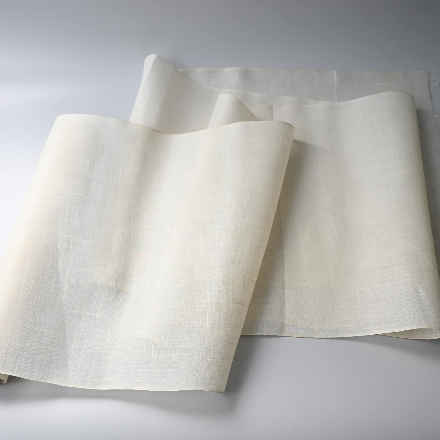 Full view of vintage Japanese undyed natural hemp kimono fabric, approx. 5m.