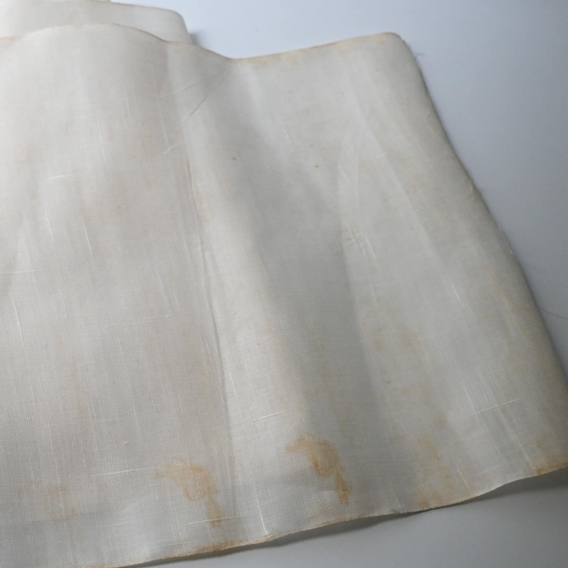 Stained part of vintage Japanese undyed natural hemp kimono fabric, approx. 5m.