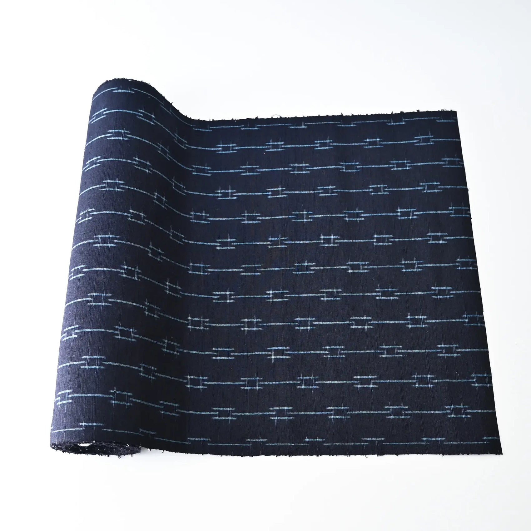 Vintage Navy Tsumugi Silk Kimono Fabric Sold By The Metre