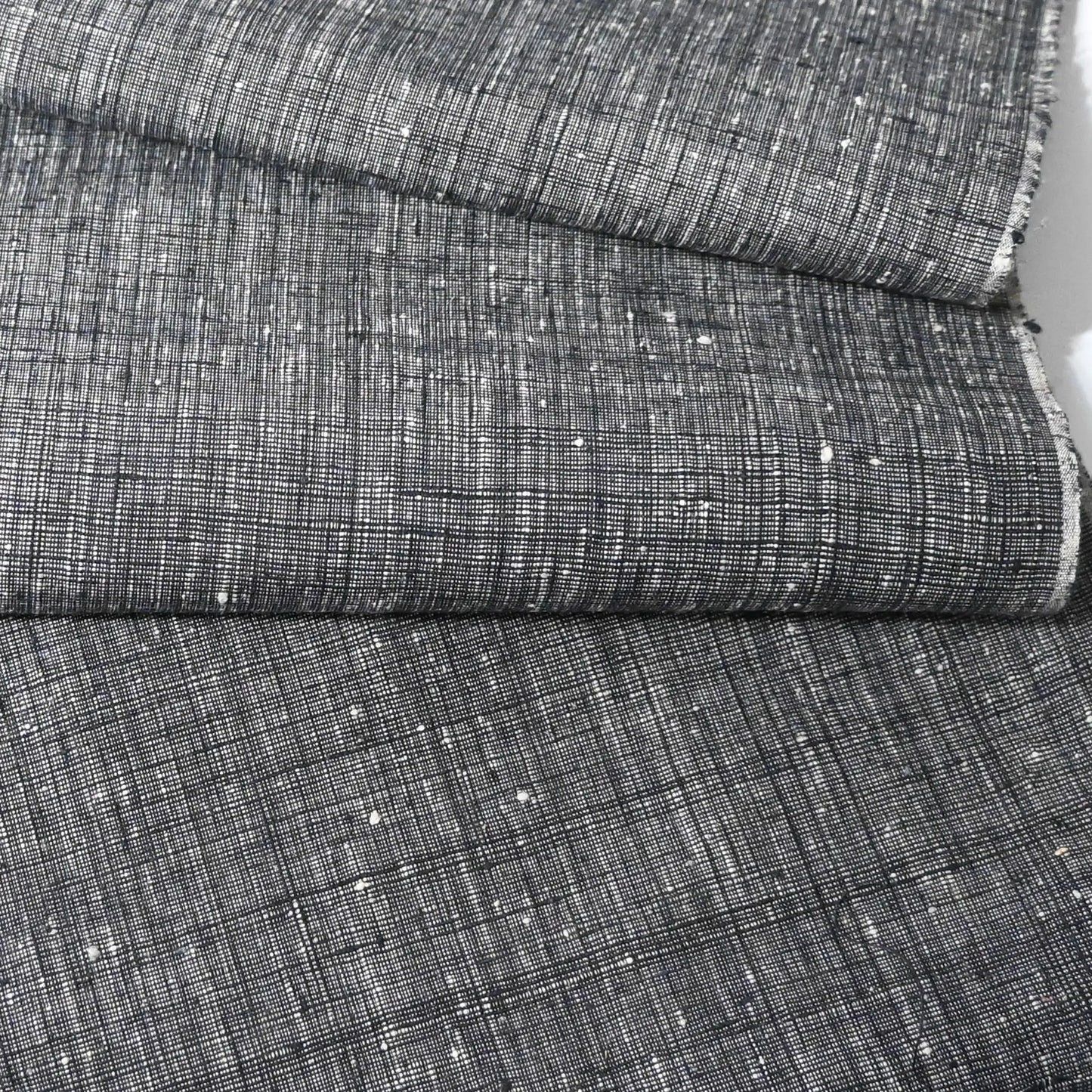 Vintage Charcoal Grey Tsumugi Silk Kimono Fabric Sold By The Metre