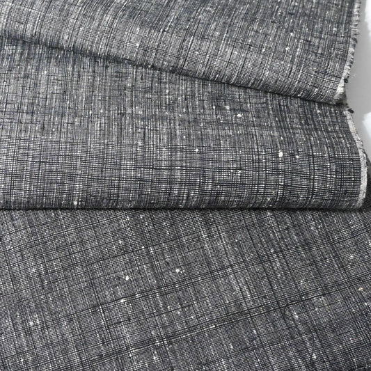 Vintage Charcoal Grey Tsumugi Silk Kimono Fabric Sold By The Metre