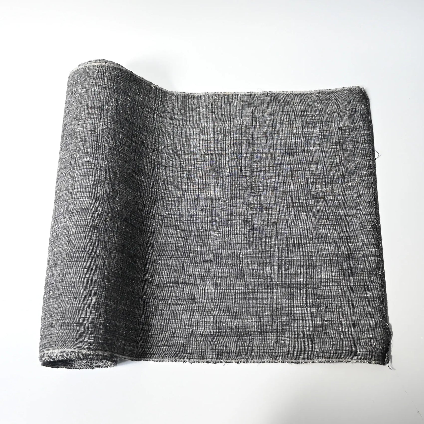 Vintage Charcoal Grey Tsumugi Silk Kimono Fabric Sold By The Metre