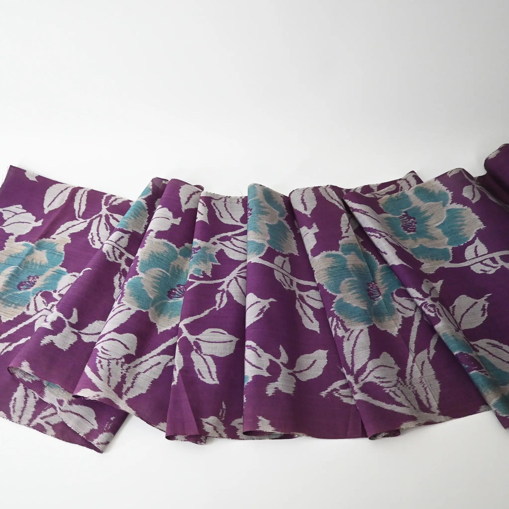 Vintage purple Meisen silk kimono fabric drapes beautifully.