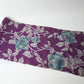 Full view of vintage Japanese purple Meisen silk kimono fabric with turquoise peony motif.