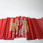 Entire view of vintage Japanese red ro silk obi fabric.
