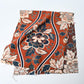Vintage Japanese Sarasa cotton piece with peony pattern in warm rust orange and navy, inspired by imported chintz designs.