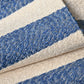 Close-up view of vintage blue and white striped obi woven with Shifu paper yarn.