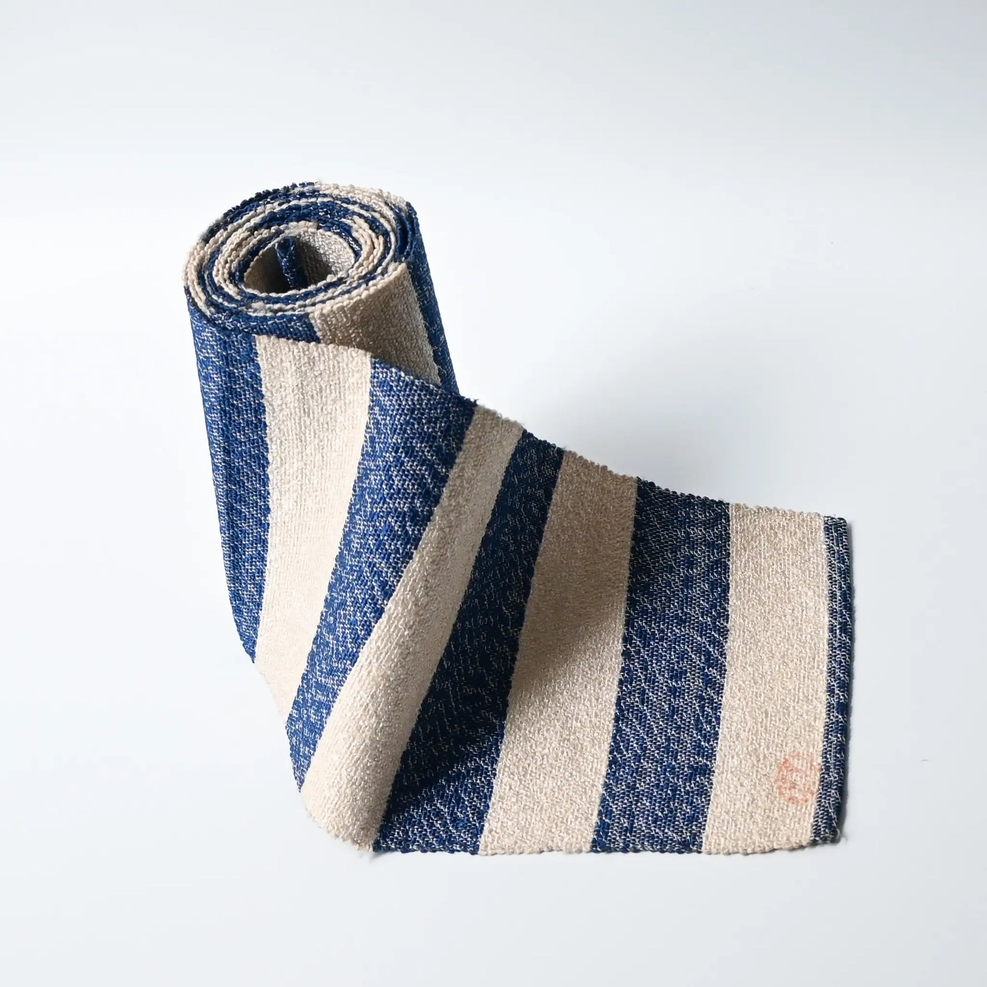 Vintage blue and white striped obi woven with Shifu paper yarn.