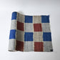 Vintage Japanese silk Haori lining fabric sold by the metre, large scale check pattern in blue and brown.