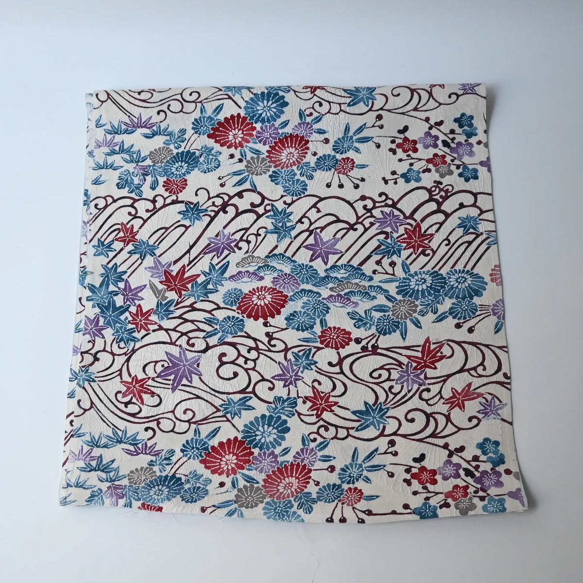 Vintage silk jacquard katazome dyed kimono fabric.