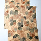 Full view of vintage silk kimono fabric piece with katazome stencil dyed court carriage motifs.