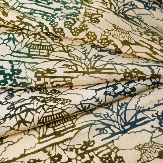 Vintage Katazome Dyed Silk Kimono Fabric Sold By The Metre
