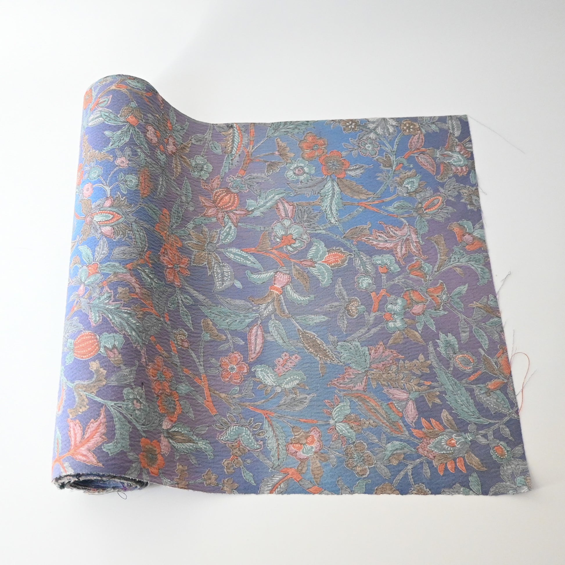 Vintage silk wool blend floral kimono fabric.