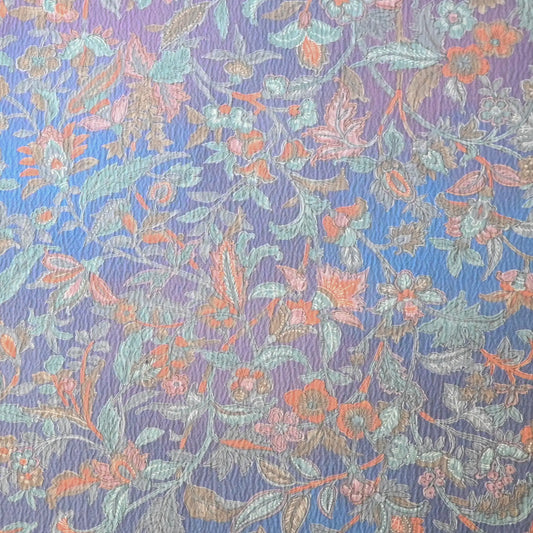 Vintage silk wool blend kimono fabric, gorgeous botanical floral design.