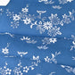 Vintage traditional Japanese yukata cotton fabric with seasonal flowers in soft blue.