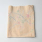 Vintage soft yellow tsumugi kimono silk fabric piece with plum blossom pattern.