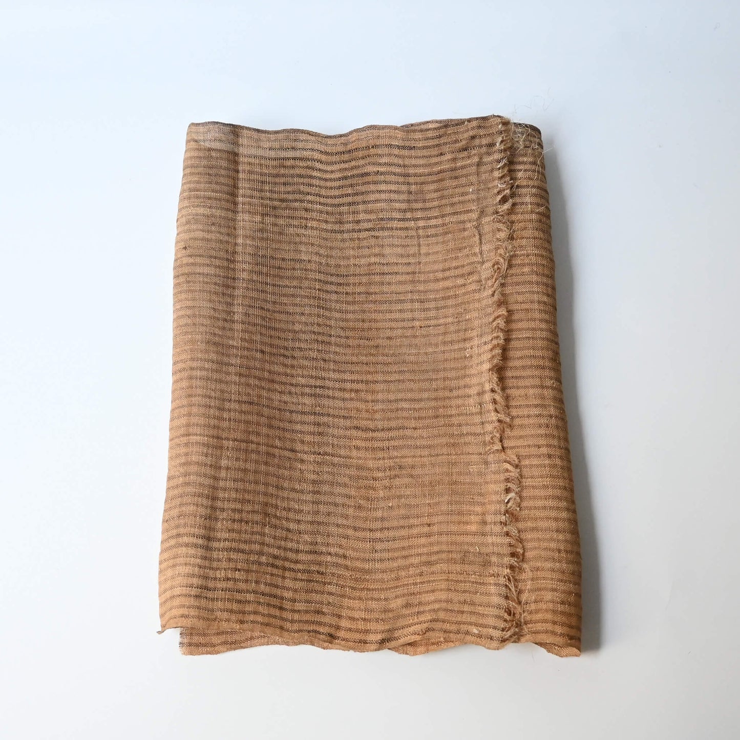 Vintage collectable bashofu banana fibre textile, natural brown stripe.