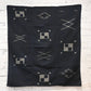 Vintage Japanese three-panel indigo kasuri cotton furoshiki, great as a wall hanging.