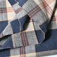 Detailed view of vintage three-panel indigo plaid check cotton piece from the mid-20th century.