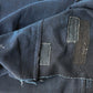 Detailed view of vintage Japanese three-panel plain indigo cotton futon cover with patches from the mid-20th century.