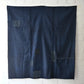 Full view of vintage Japanese three-panel plain indigo cotton futon cover with patches from the mid-20th century.
