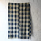 Full view of vintage Japanese two-panel indigo check cotton futon cover with a little patch.