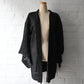 Vintage women's unlined black sheer silk haori for summer, with woven running water and bamboo motifs.